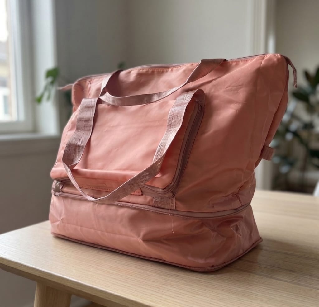 Bolso totebag plegable color rosa